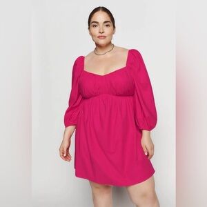 Reformation Farley Organic Cotton Babydoll Mini Dress in Corvette Pink size 16